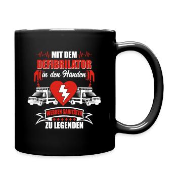 MIT DEM DEFIBRILLATOR IN DEN HÄNDEN - Tasse einfarbig - Schwarz - Rechts