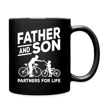 Fahrrad Vater und Sohn Spruch Geschenk - Tasse einfarbig - Schwarz - Rechts