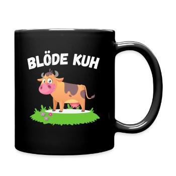 DOOFE KUH - LUSTIGES FUN DESIGN MIT DOOFER KUH - Tasse einfarbig - Schwarz - Rechts