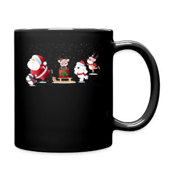 Cute reindeer Santa Claus polar bear penguin outfit - Full Colour Mug - black - Right