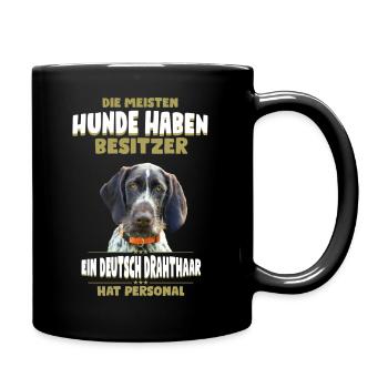 Deutsch Drahthaar Tshirt - Deutsch Drahthaar Shirt - Tasse einfarbig - Schwarz - Rechts