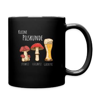 Pils Bier Kleine Pilzkunde Pilze sammeln - Tasse einfarbig - Schwarz - Rechts