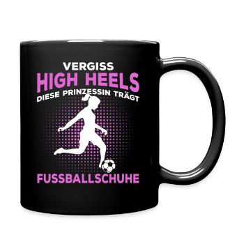 Fußball Mädchen Fußballspielerin Fußballerin - Tasse einfarbig - Schwarz - Rechts