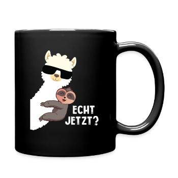 Alpaka Echt Jetzt Motiv - Alpaka Lama Farmer - Tasse einfarbig - Schwarz - Rechts