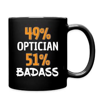Lustiges Optiker Badass-Shirt - Optiker-Test - Tasse einfarbig - Schwarz - Rechts
