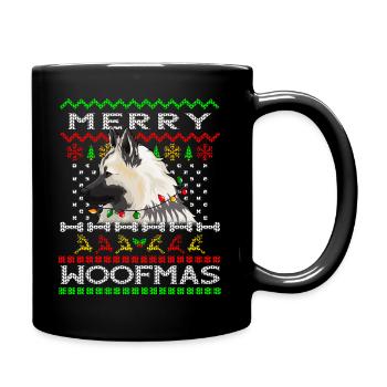 Hund Eurasier Frohe Weihnachten - Tasse einfarbig - Schwarz - Rechts
