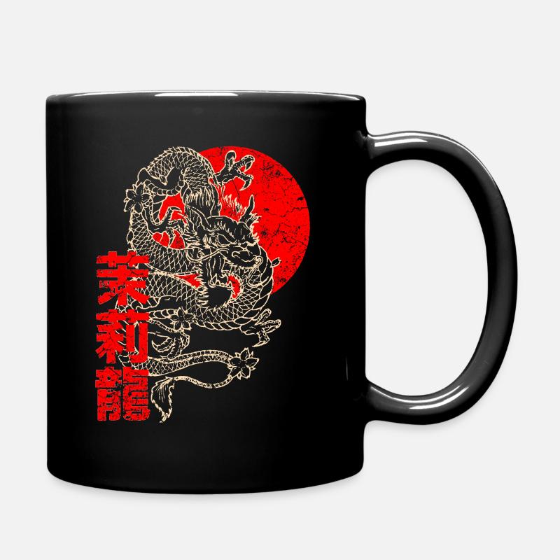 Japanischer Chinesischer Drache Schriftzeichen - Tasse einfarbig - Schwarz