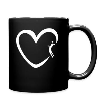 Volleyball Herz Volleyballspieler Männer - Tasse einfarbig - Schwarz - Rechts