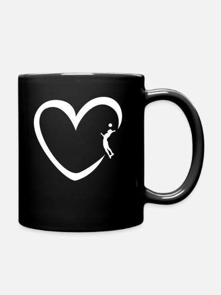 Volleyball Herz Volleyballspieler Männer - Tasse einfarbig - Schwarz
