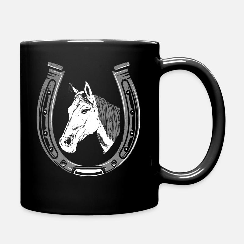 Centre équestre Reiterin Horse avec fer à cheval - Mug uni - noir