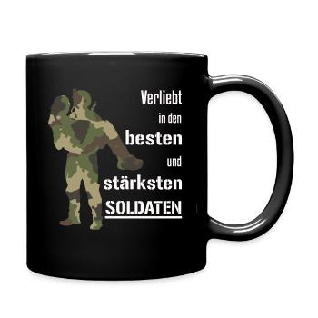 Soldatenfrau Soldaten Geschenk Soldat - Tasse einfarbig - Schwarz - Rechts