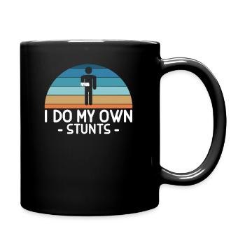 I Do My Own Stunts Arm fracture cast - Full Colour Mug - black - Right