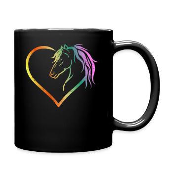 Chevaux équestre équestre forme cardiaque - Mug uni - noir - Droite