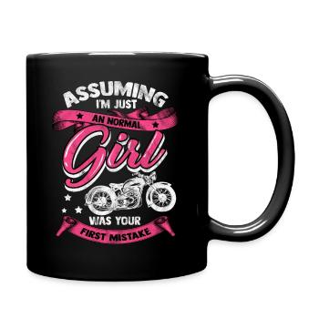 Motorrad Mädchhen Biker Frau Motorsport Chopper - Tasse einfarbig - Schwarz - Rechts