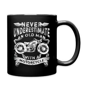 Moto retraité grand-père moto vélo MC capot - Mug uni - noir - Droite