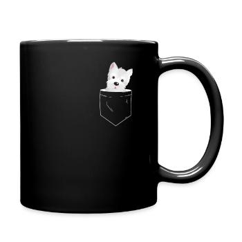 Westie chest pocket white highland terrier gift - Full Colour Mug - black - Right