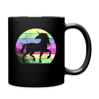 Retro unicorn mythical creature rainbow - Full Colour Mug - black - Right