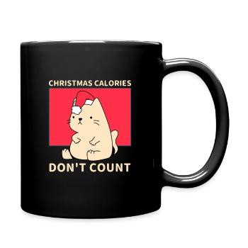 Weihnachtskalorien zählen nicht - hungrige Katze - Tasse einfarbig - Schwarz - Rechts