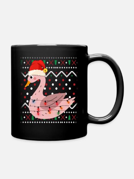 Schwan Ugly Christmas - Tasse einfarbig - Schwarz