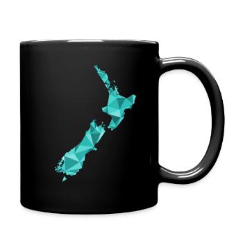 New Zealand Map in Polygon Style - Full Colour Mug - black - Right