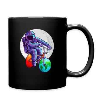 Espace astronaute vélo lune mars terre planète - Mug uni - noir - Droite