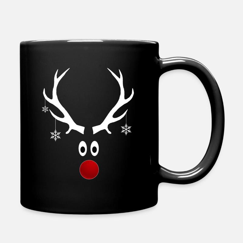 Rentier Geweih Weihnachten Schneeflocken Geschenk - Tasse einfarbig - Schwarz