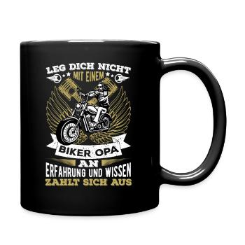 Biker Opa | Biker Geschenk für Motorradfahrer - Tasse einfarbig - Schwarz - Rechts