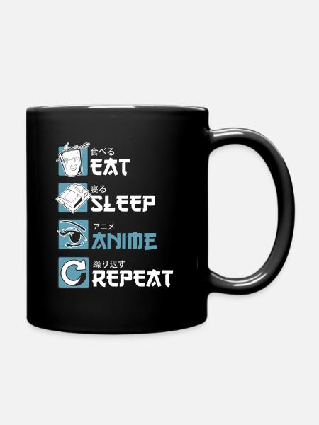 Anime - Eat Sleep Anime Repeat - Tasse einfarbig - Schwarz