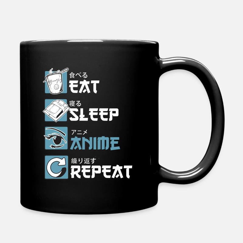 Anime - Eat Sleep Anime Repeat - Tasse einfarbig - Schwarz