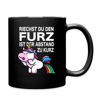 Einhorn Furz furzen Meme pupsen Einhorn Spaß Gag - Tasse einfarbig - Schwarz - Rechts