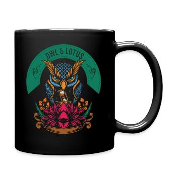 Lotus Owl Garden Gift - Full Colour Mug - black - Right