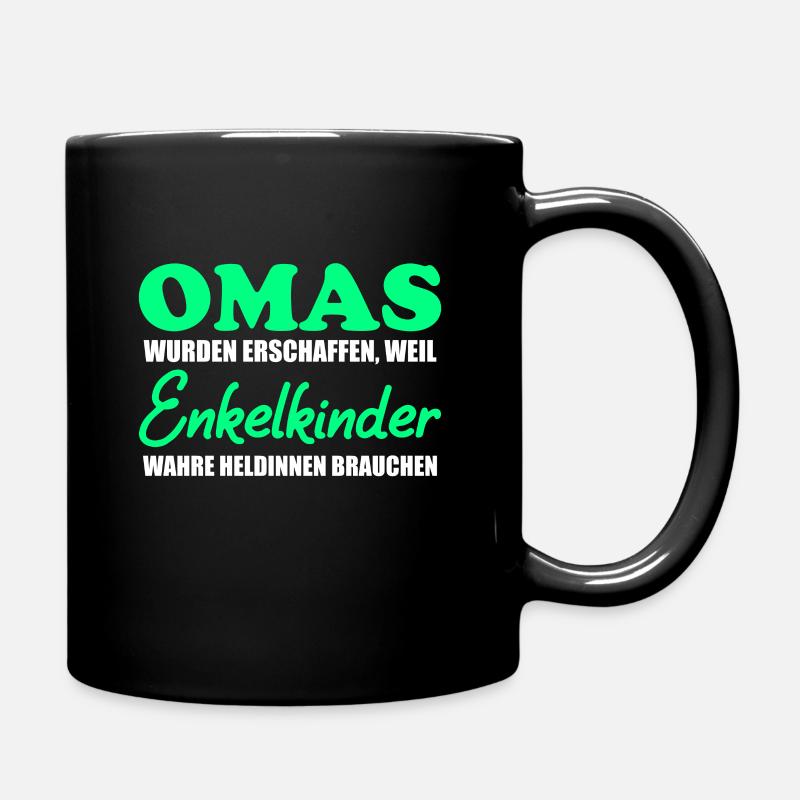 Oma Heldin für Enkelkinder - Tasse einfarbig - Schwarz