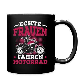 Echte Frauen fahren Motorrad lustig - Tasse einfarbig - Schwarz - Rechts