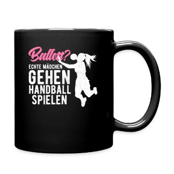 Echte Mädchen gehen Handball spielen Handballerin - Tasse einfarbig - Schwarz - Rechts