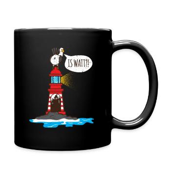 Möwe Leuchtturm is Watt an der Nordsee Küste - Tasse einfarbig - Schwarz - Rechts