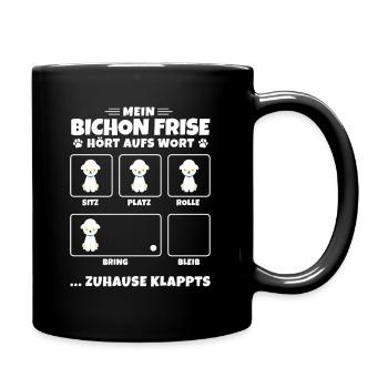 Bichon Frise canins de chien floqué - Mug uni - noir - Droite