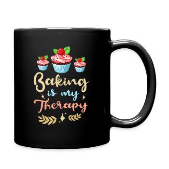 Baking is my therapy - Full Colour Mug - black - Right