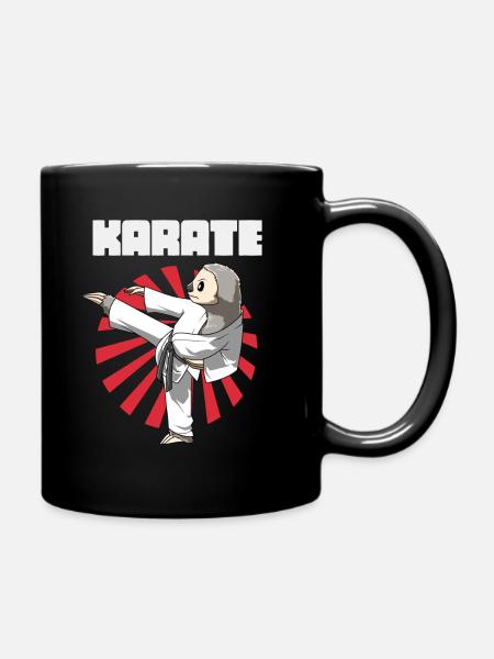 Lustiges Faultier Karate Geschenk - Tasse einfarbig - Schwarz
