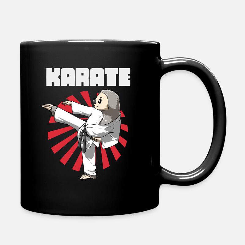 Lustiges Faultier Karate Geschenk - Tasse einfarbig - Schwarz