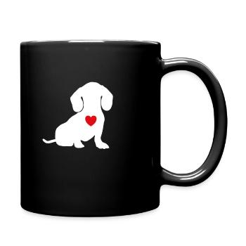 Amant de chien cadeau teckel - Mug uni - noir - Droite