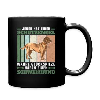 Hannoverscher Schweißhund Schutzengel Geschenk - Tasse einfarbig - Schwarz - Rechts