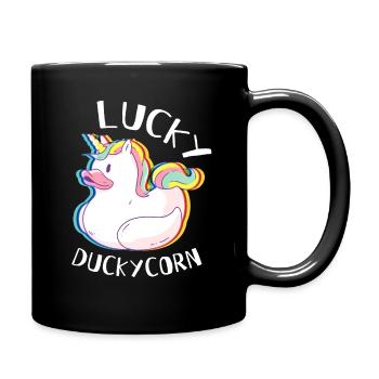 Lucky Duckycorn - Einhorn Ente - Tasse einfarbig - Schwarz - Rechts