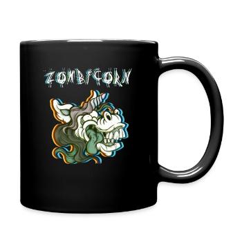 Lustiger Zombicorn - Zombie Einhorn halloween - Tasse einfarbig - Schwarz - Rechts