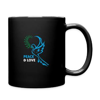 Peace and Love Peacebird - Full Colour Mug - black - Right