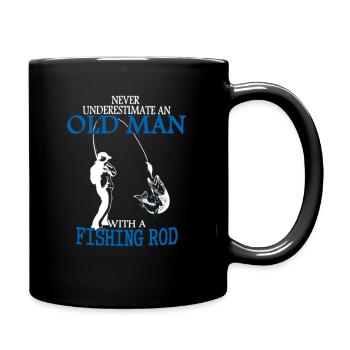 Old man fishing rod gift for retirement - Full Colour Mug - black - Right