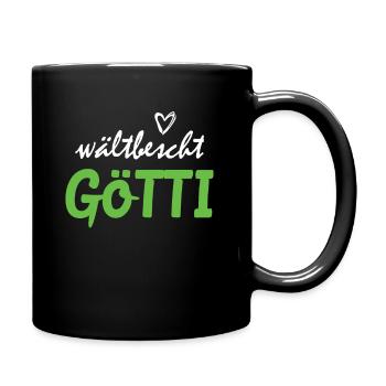 wältbescht Götti Geschenkidee Schweizer Taufpate - Tasse einfarbig - Schwarz - Rechts