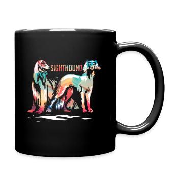 Windhund - Tasse einfarbig - Schwarz - Rechts