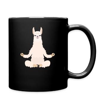 Meditation Lama Namaste Yoga Tier Alpaka Spruch - Tasse einfarbig - Schwarz - Rechts