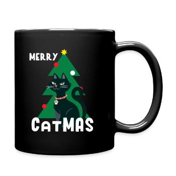 Katzen Weihnachten Xmas Miau Geschenkidee - Tasse einfarbig - Schwarz - Rechts