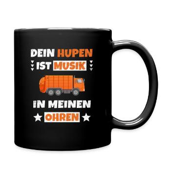 Müllmann Müllabfuhr Müllwagen Müll Lustiger Spruch - Tasse einfarbig - Schwarz - Rechts